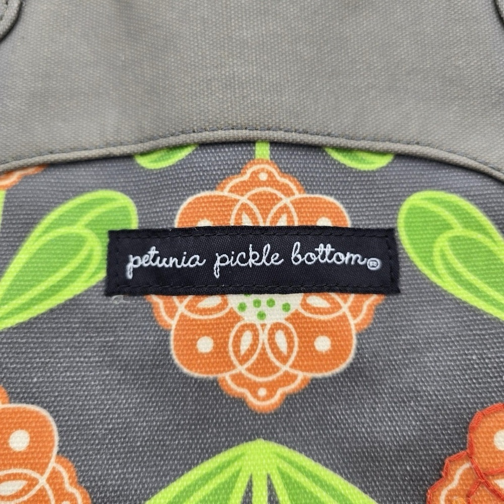 Chic Floral Tote Bag in Gray and Orange - Picture 2 of 11